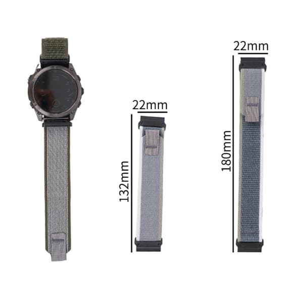 Garmin Fenix 8 47mm / Fenix E 47mm Pikavapautus Nylon Loop Magic Tape kellonauha 22mm Universal hihna - Harmaa + Sininen Silver grey