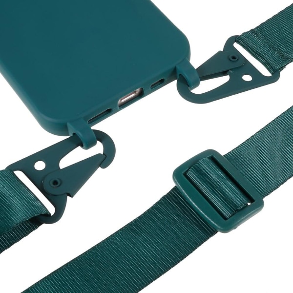 Tyndt TPU etui med mat finish og justerbar strop til iPhone 13 P Green