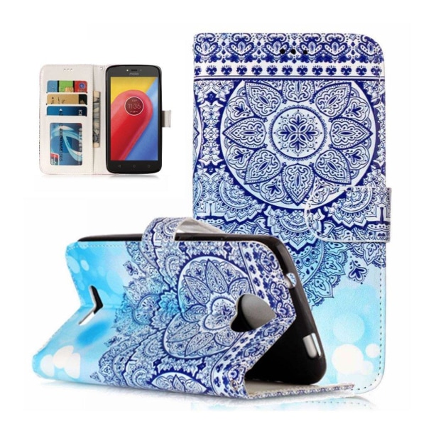 Motorola Moto C uniikki suojakotelo - Sininen kukka Multicolor