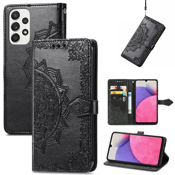 Mandala Samsung Galaxy A73 læderetui - Sort Black