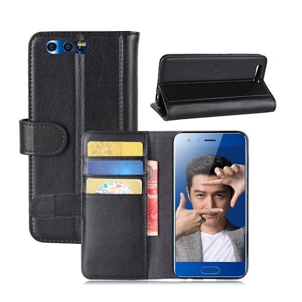 Huawei Honor 9 Klassiske design og beskyttende  læder etui - Brun Black
