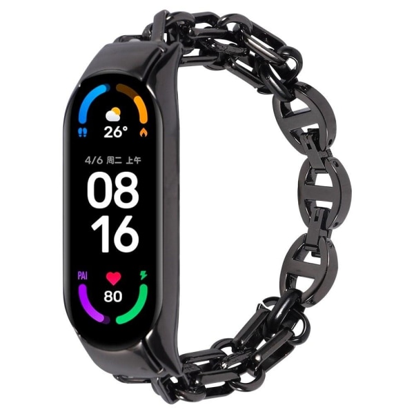 Xiaomi Mi Smart Band 6 / 5 snyggt klockarmband i rostfritt stål - Svart Svart