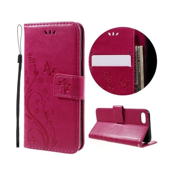 Jensen iPhone 7 / 8 læretui med inngravert mønster - Varm rosa Pink