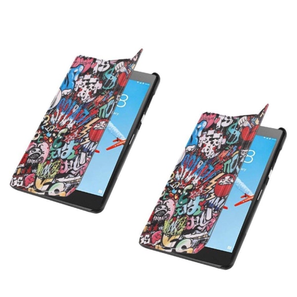 Lenovo Tab E7 kuosillinen tri-fold nahkainen Suojakotelo - Graffiti Multicolor