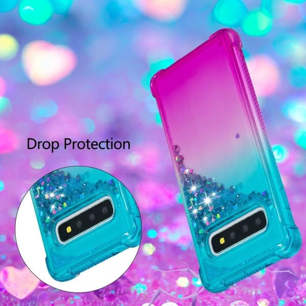 Glitter Samsung Galaxy S10 kotelot - Vauvasininen / Violetti Multicolor