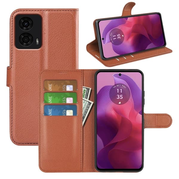 Classic Motorola Moto G24 flip etui - Brun Brown
