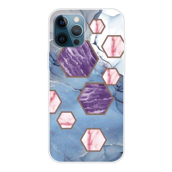 Marble iPhone 12 Pro Max case - Hexagon Fragments in Blue Blue