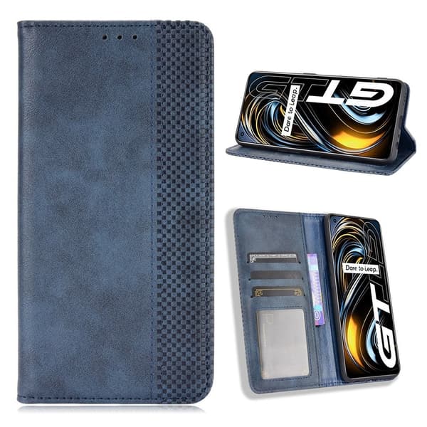 Bofink Vintage Realme GT 5G Lær Etui - Blå Blue
