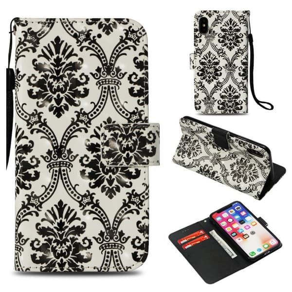iPhone Xs Max flip etui i læder med lysspot-dekor - Unik Black
