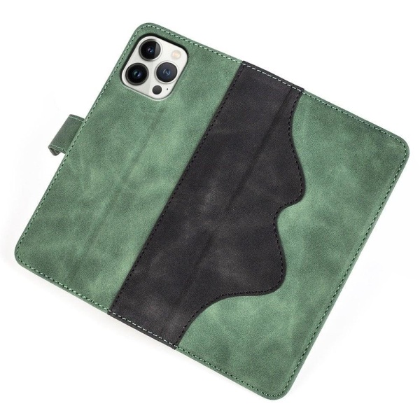 Tvåfärgat iPhone 13 Pro fodral i läder - Grön Grön