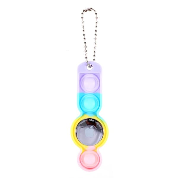 AirTags bubble push silikone cover med nøglering - Lilla / Blå / Gul / Lyserød Multicolor