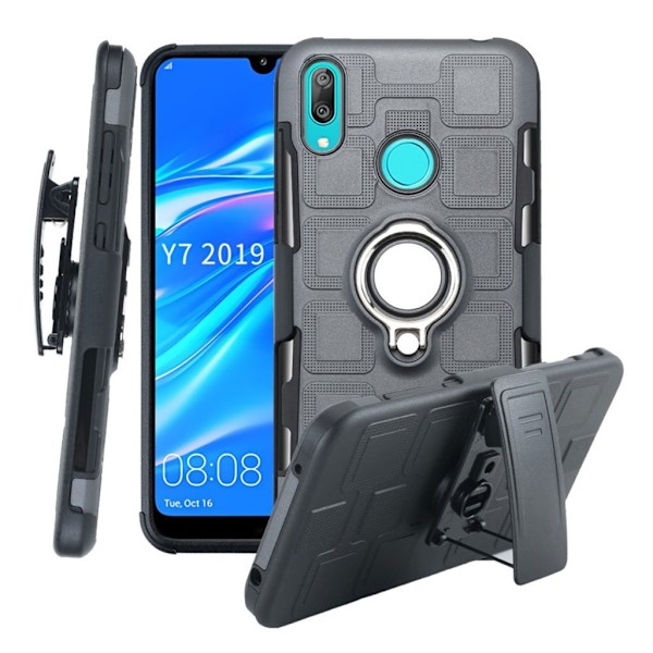 Huawei Y7 2019 geometriskt hybridskal - Grå Silvergrå