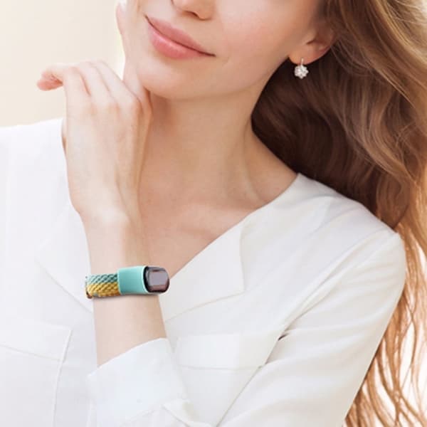 Xiaomi Mi Smart Band 6 / 5 / 4 nylonfärgad kontrast klockarmband - Blå / Vit multifärg