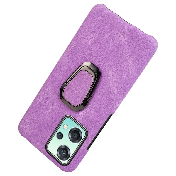 Iskunkestävä nahkasuojus soikealla jalustalla OnePlus Nord CE 2 Lite 5G - Violetti Purple