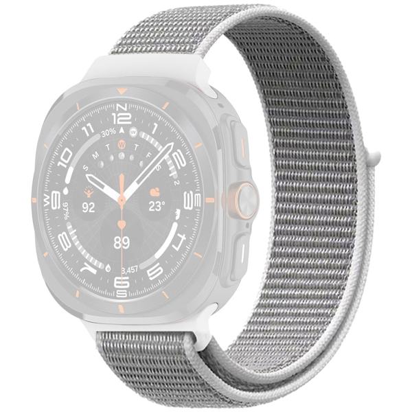 Galaxy Watch Ultra 47mm Nylon Replacement Watch Band Magic Tape Loop Strap - Style G Silver grey