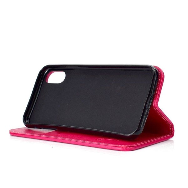 iPhone 9 Plus Perhos Ja Kukka Printti Kuviollinen Synteetti Nahk Pink
