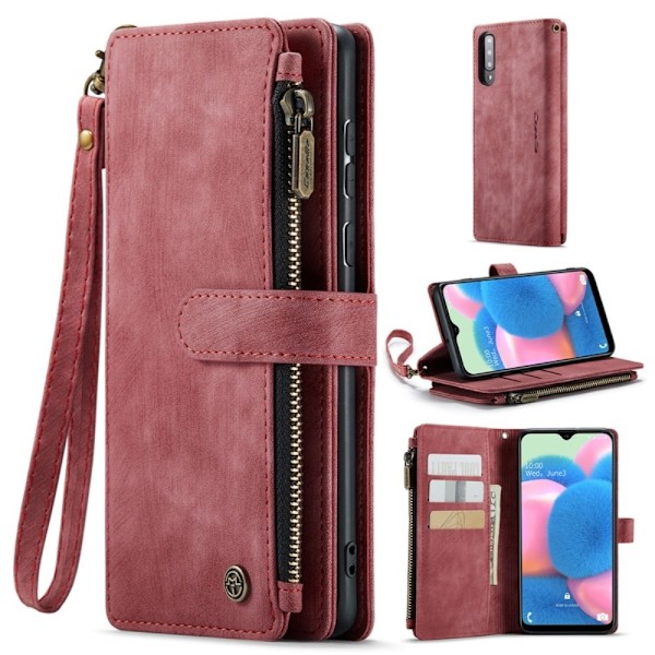 CaseMe vetoketjullinen lompakko-puhelinkotelo Samsung Galaxy A50s / Samsung Galaxy A50 / Samsung Galaxy A30s - Punainen Red