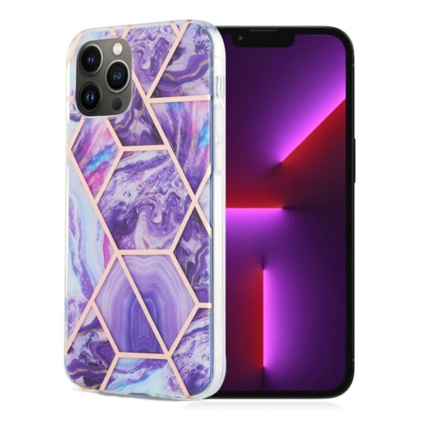 Marble design iPhone 13 Pro cover - Mørk Lilla Purple