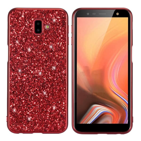 Glitter Samsung Galaxy J6 Plus (2018) deksel - Rød Red