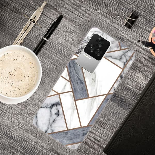 Marmordesign Xiaomi Redmi K50 / Xiaomi Redmi K50 Pro deksel - Grå / Hvite Marmorfliser Silver grey