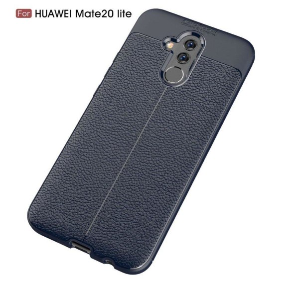 Huawei Mate 20 Lite beskyttelsesetui i silikone med Litchi tekst Blue