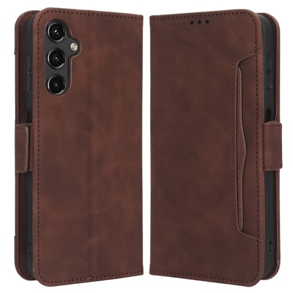 Stilfuldt Læder Etui med Pung til Samsung Galaxy A14 - Brun Brown