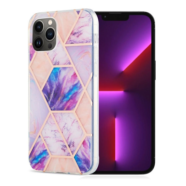 Marble iPhone 13 Pro Etui - Lyselilla Purple