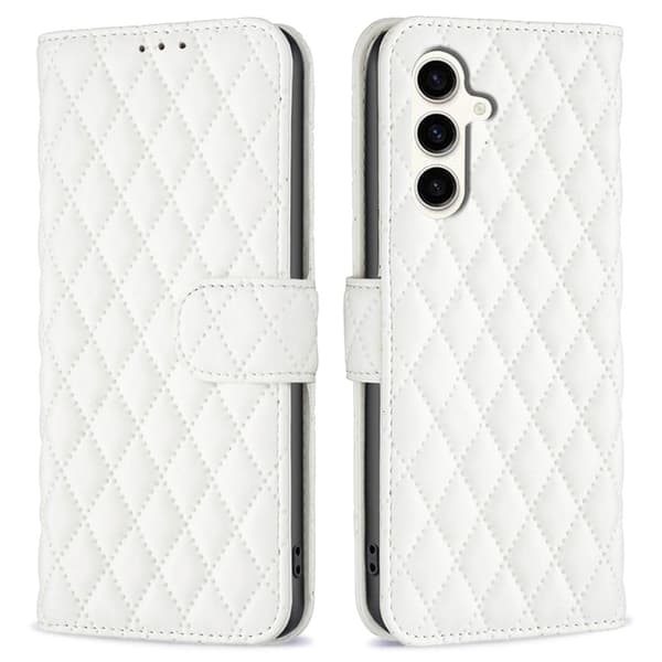 Rhombus mat Samsung Galaxy S23 FE flip etui - Hvid White