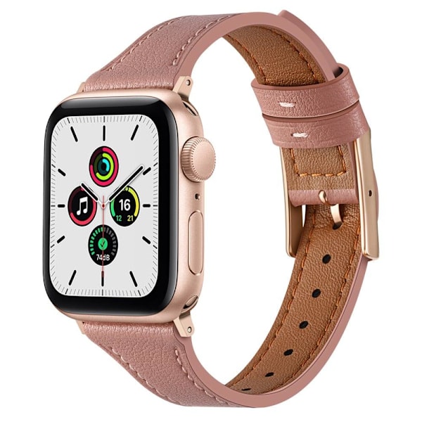 Apple Watch Series 8 (41mm) klockarmband i äkta läder - Mörkrosa Rosa