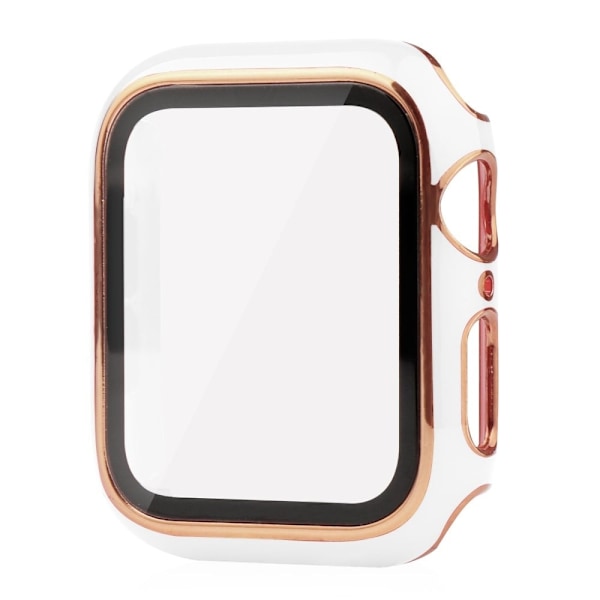 Apple Watch SE 2022 (44mm) dual color electroplating cover with tempered glass - White / Gold Vit