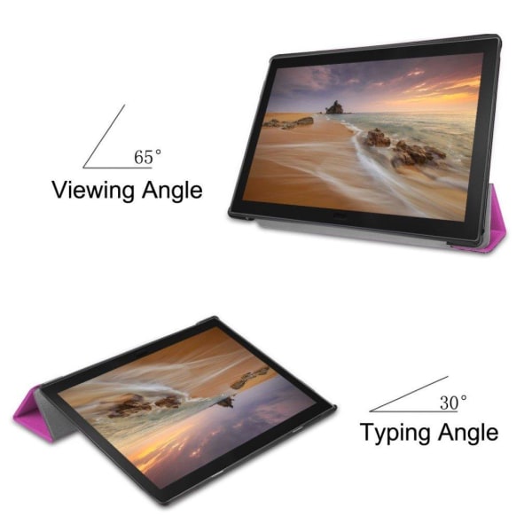 Lenovo Tab E10 tre viks läder fodral - Lila Lila