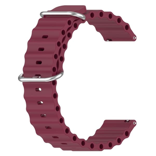 22mm Universal wave design silikone urrem - Rødvin Red