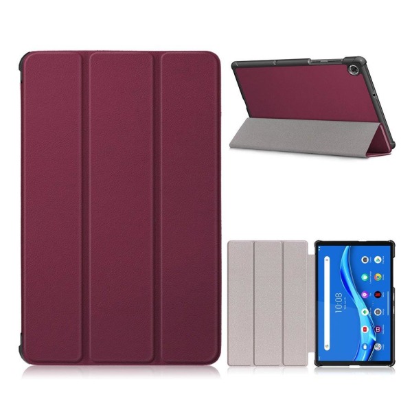 Lenovo Tab M10 FHD Plus simple tri-fold leather case - Wine Red Red