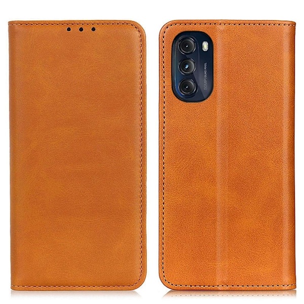 Motorola Moto G (2022) flip etui i ægte læder med pung – Brun Brown