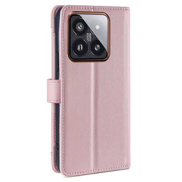 Xiaomi 14 Pro plånboksfodral i veganskt läder - Rosa Rosa