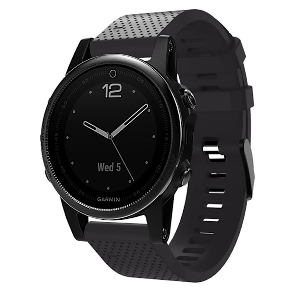 Garmin Fenix 5S Plus snyggt klockarmband i silikon - Svart Svart