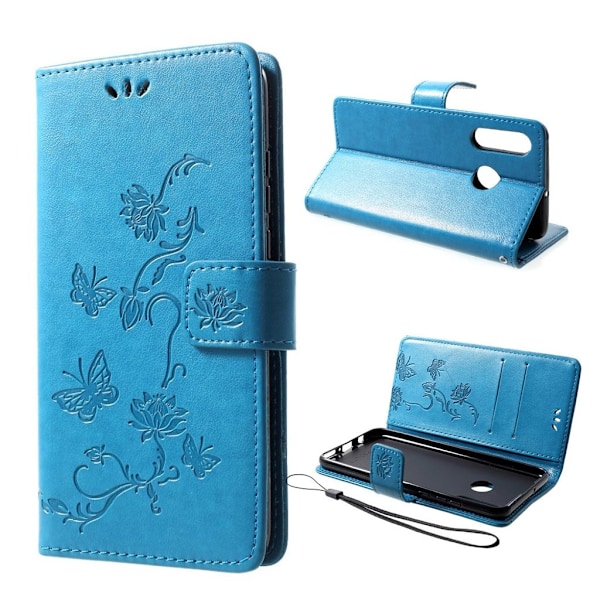 Butterfly läder Huawei P30 Lite fodral - Blå Blå