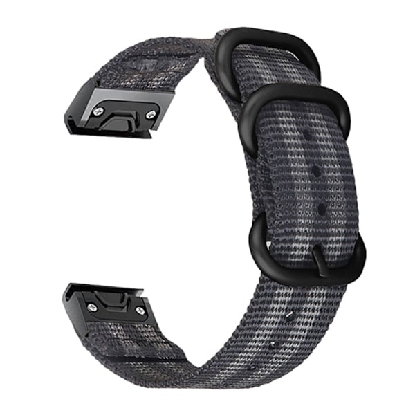 20mm nylon ranneke Garmin kellolle - Musta / Harmaa Black