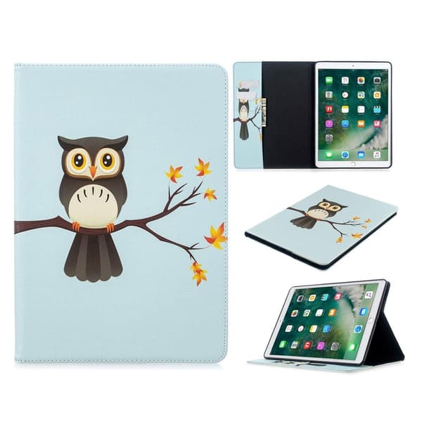 iPad 10.2 (2019) Stilfuldt mønster læder flip etui - Ugle Multicolor