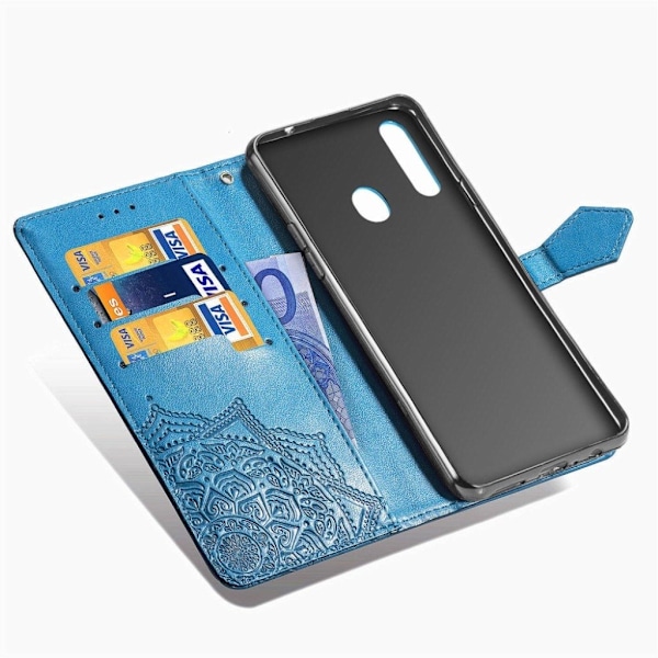Mandala läder Samsung Galaxy A20s fodral - Blå Blå