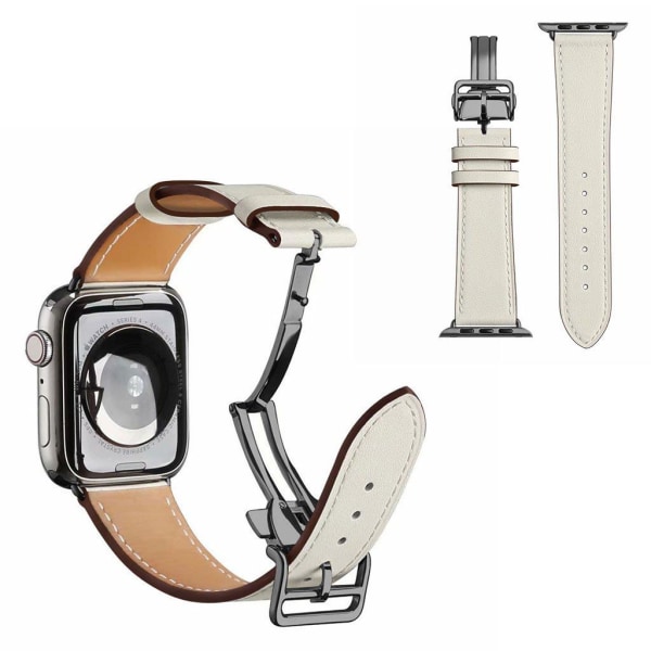 äkta läder rosa guld spänne klockarmband för Apple Watch Series Vit