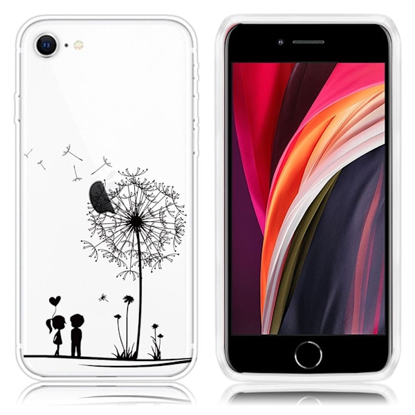 Blødt, fleksibelt cover med mønstertryk iPhone SE (2020)/SE (2022)/8/7 - Sort Black