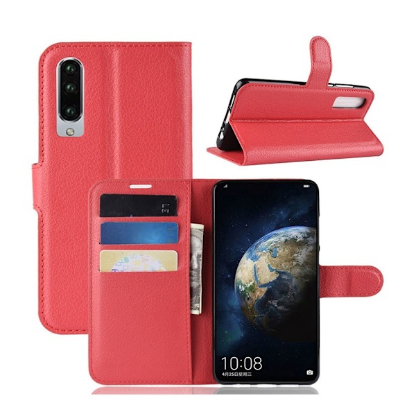 Huawei P30 litchi läderfodral - Röd Röd