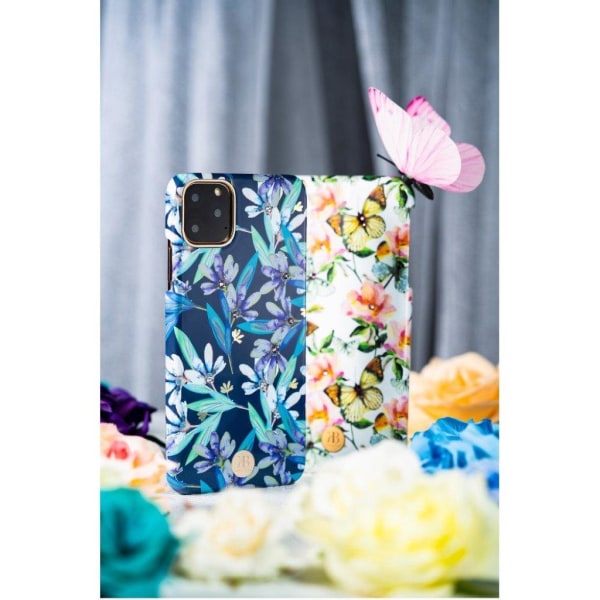 Kingxbar iPhone 11 Pro Blossom Swarovski etui - Ferskenblomst Multicolor