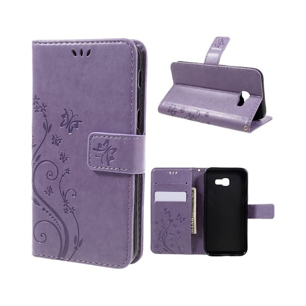 Samsung Galaxy A3 (2017) læder-etui med blomsterprint - Lyslilla Purple