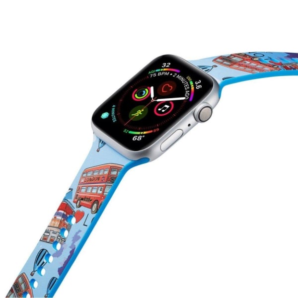 Apple Watch Series 5 44mm mönster silikon klockarmband - dubbel-deck Bus multifärg