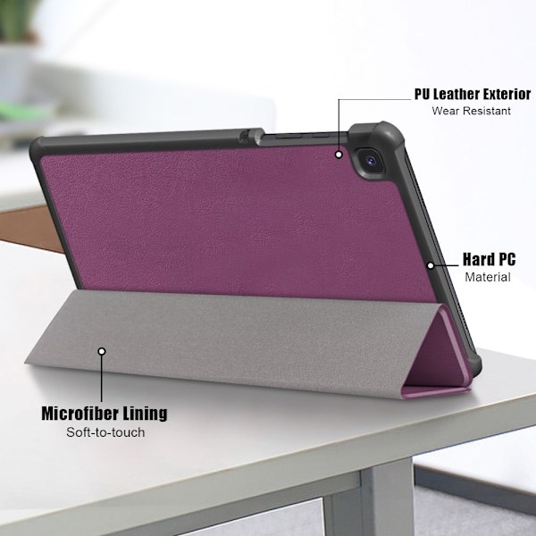 Samsung Galaxy Tab A7 Lite tri-fold läderfodral - Lila Lila