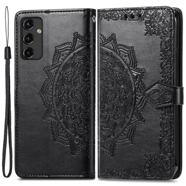 Mandala Samsung Galaxy A14 Läppäkotelo - Musta Black
