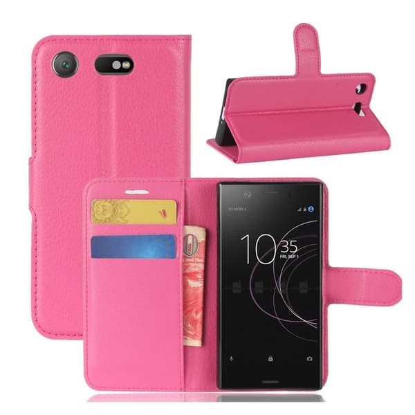 Sony Xperia XZ1 Compact Etui laget av kunstlær og silikon - Rosa Pink