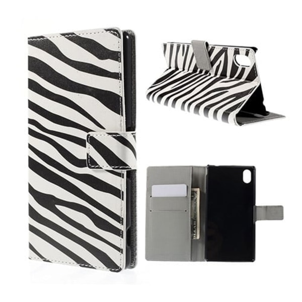 Moberg Sony Xperia M4 Aqua Læder Etui med Kortholder - Zebra Striber Multicolor